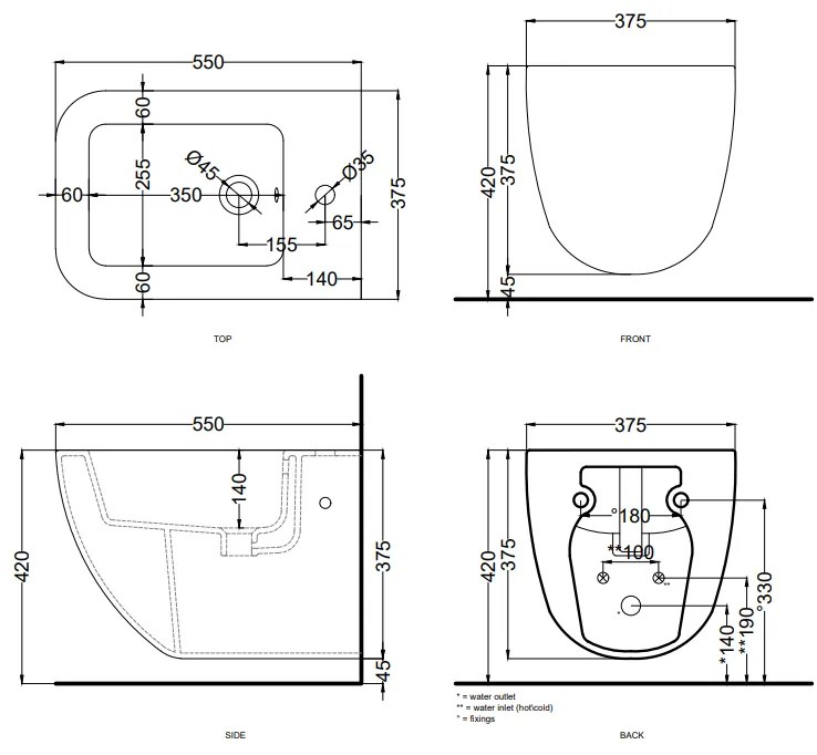 Cielo Shui Comfort Bidet sospeso Monoforo In Ceramica talco