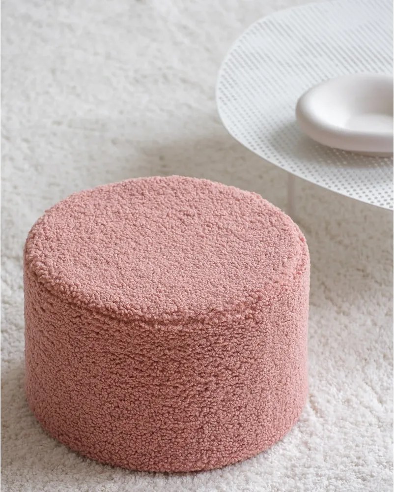 Pouf per bambini rosa con rivestimento in bouclé – Wigiwama