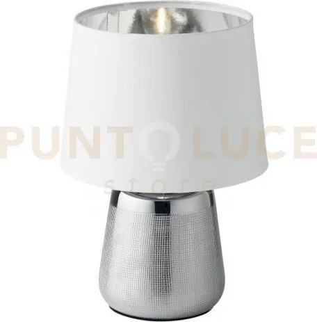 Lumetto ecstasy in ceramica silver e paralume bianco 1 luce attacco...