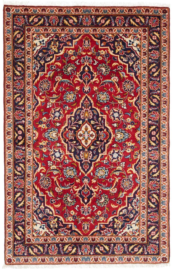 Kashan Tappeto 100 x 140 Rosso (Iran) Annodato A Mano