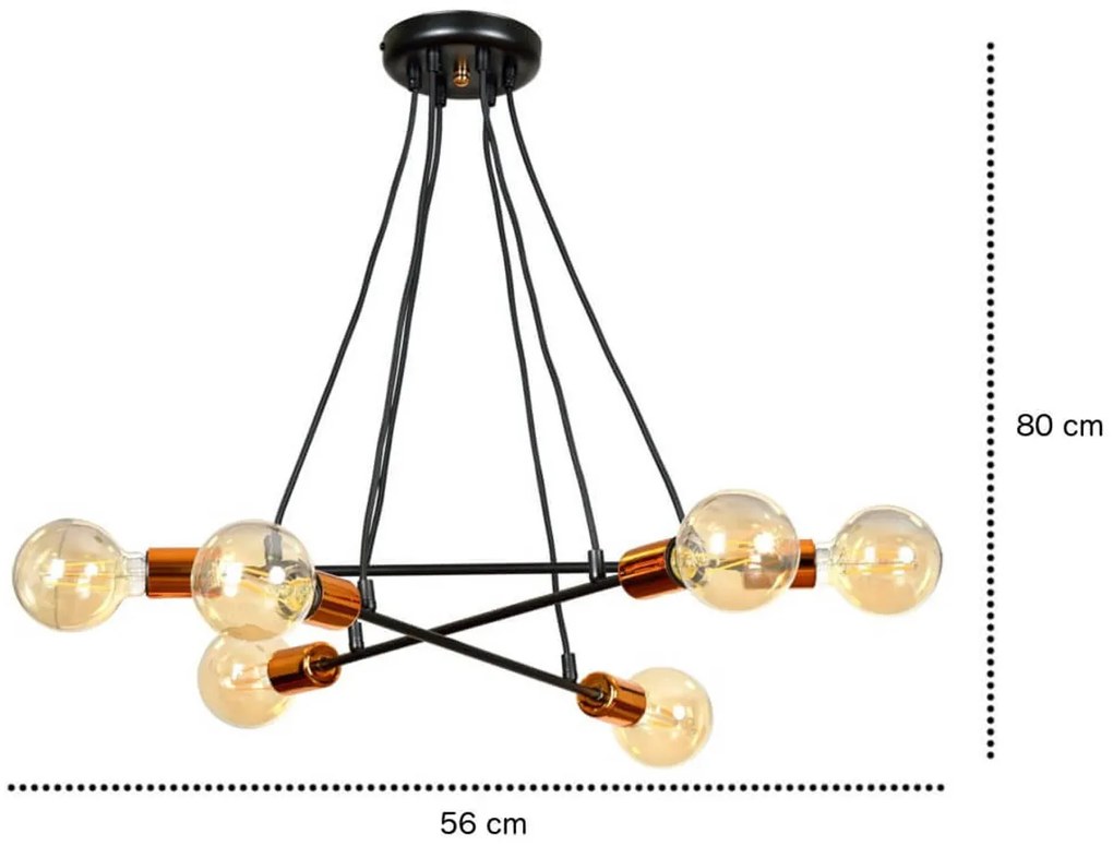 Lampadario a Sospensione BRAVO 6 BLACK