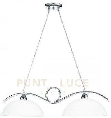 Lampadario a sospensione halley cromo 2 luci attacco e27 76x30x110cm