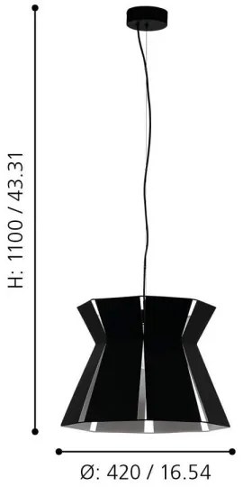 Eglo 99081 - Lampadario a sospensione con filo VALECROSIA 1xE27/40W/230V