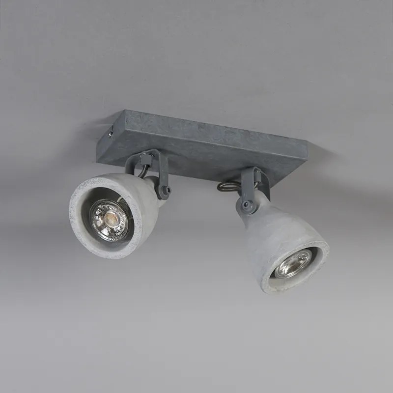 Faretto industriale grigio cemento 2 luci - Creto