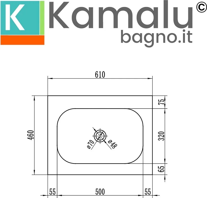 Lavabo da incasso per mobili 60 cm in solid surface | KLIT600SS - KAMALU