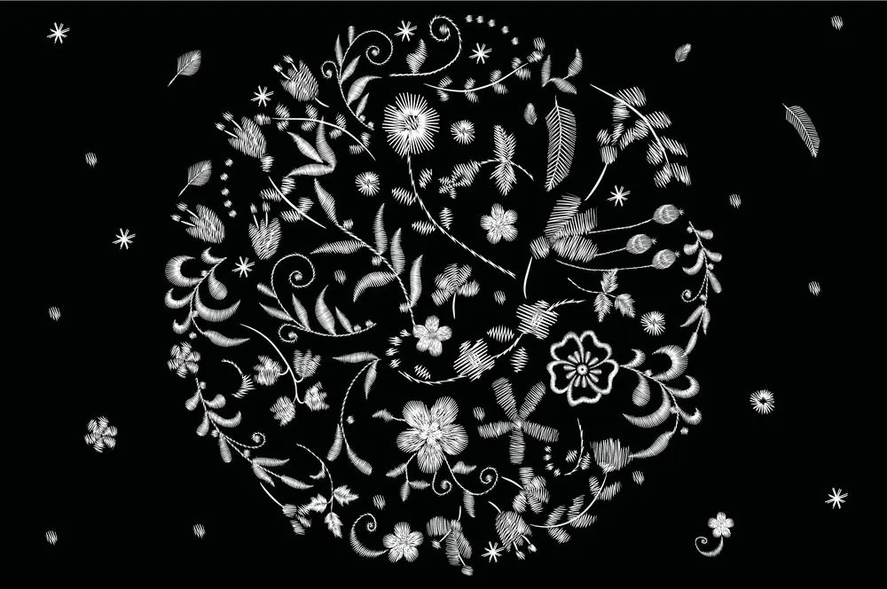 Carta da parati – Fiori con motivo popolare