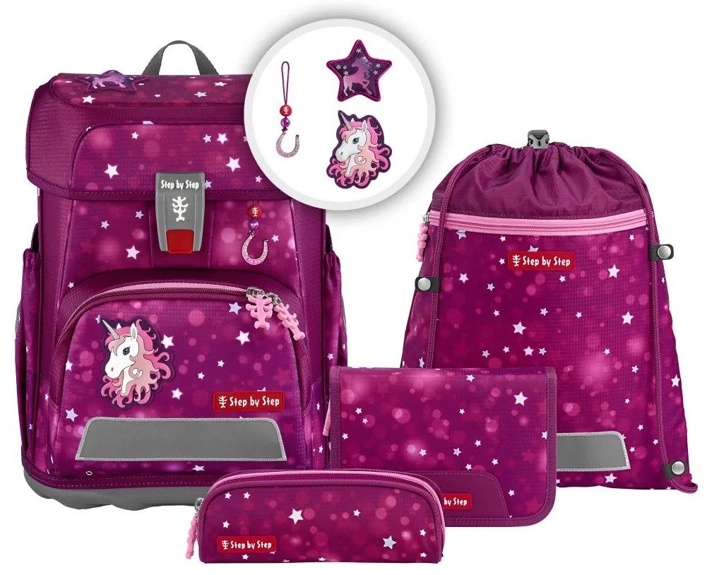 Zaino scuola Step by Step CLOUD, Sweet Unicorn Nuala - set 5 pezzi