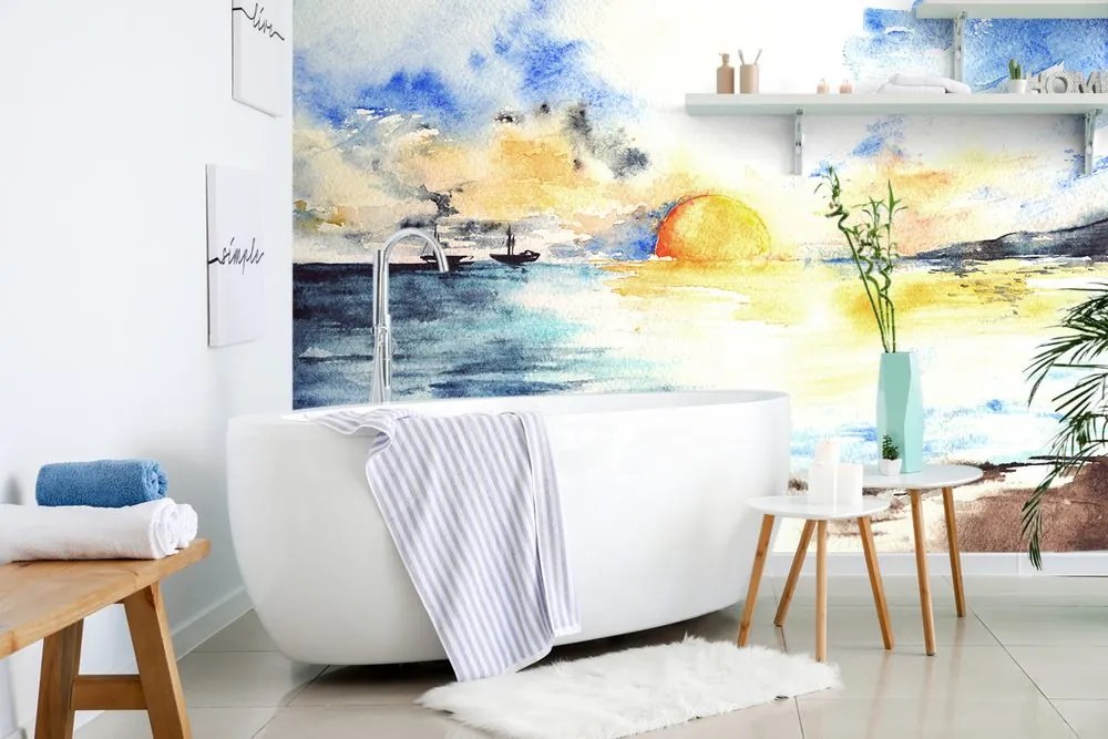 Carta da parati – Tramonto brillante sul mare