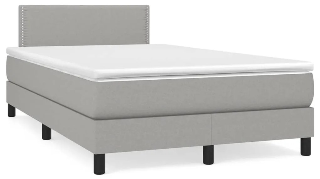 Letto a molle materasso e led grigio chiaro 120x190 cm tessuto