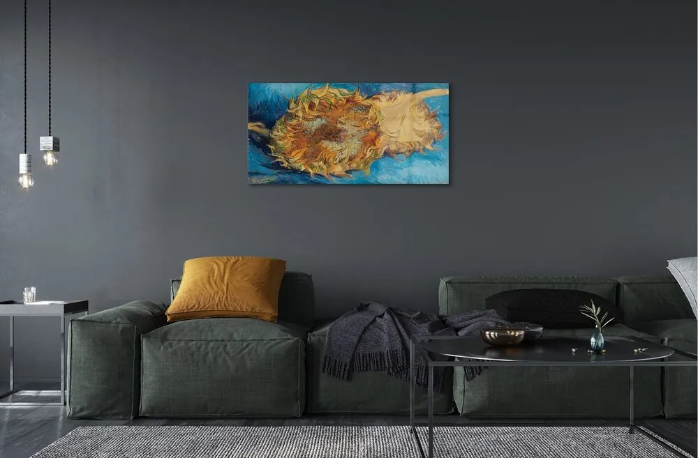 Quadro in vetro Due girasoli recisi (iii) - vincent van gogh 100x50 cm 2 appendini