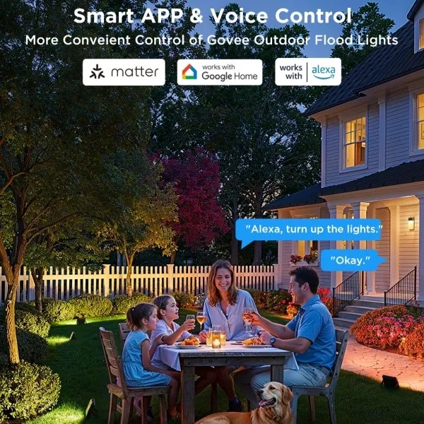 Govee - Set da 4 proiettori LED RGBICWW dimmerabili, 24W, 230V, IP66, compatibili con Matter e Wi‑Fi