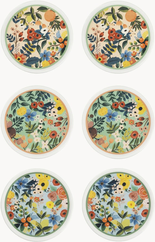 Set di 6 piatti per pizza in porcellana Fiori Frida