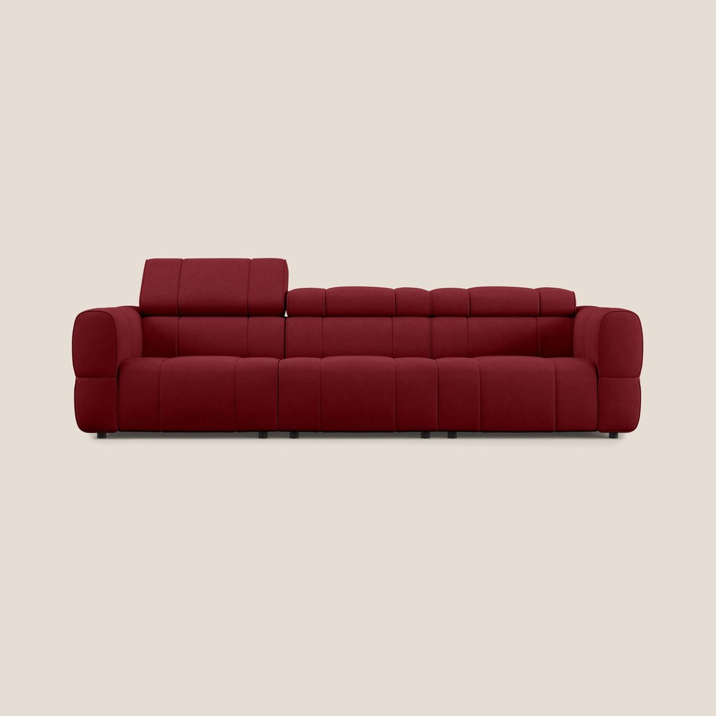 Giotto Divano modulare a 3 sedute con opzione relax elettrico in microfibra effetto velluto impermeabile T09
