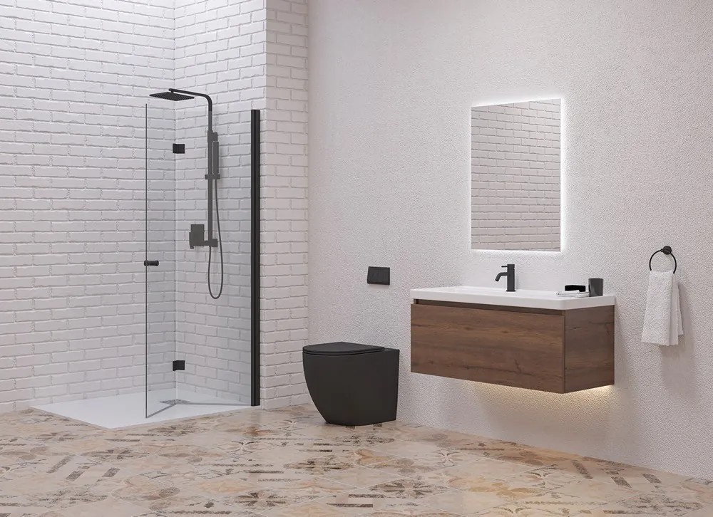 Doccia walk in a libro 90 cm colore nero | KSW7000N - KAMALU