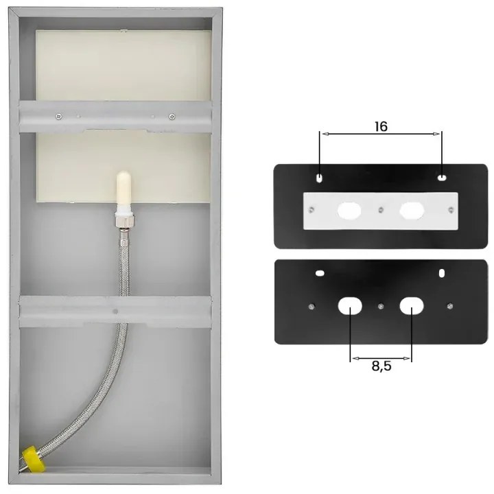 Set doccia incasso nero opaco Kubo soffione a sbalzo inox 22x50 cm