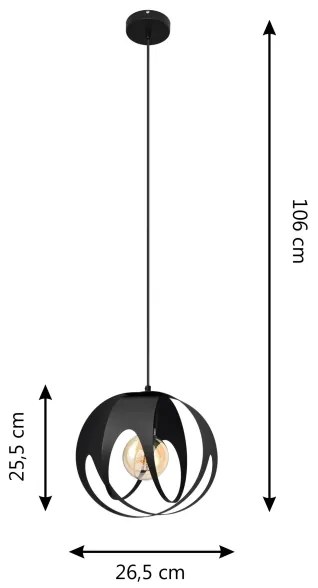 Lampadario a sospensione con filo MOONLIGHT 1xE27/15W/230V nero