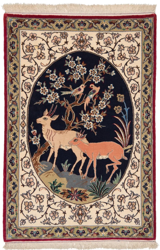 Isfahan Tappeto 110 x 70 (Iran) Annodato A Mano