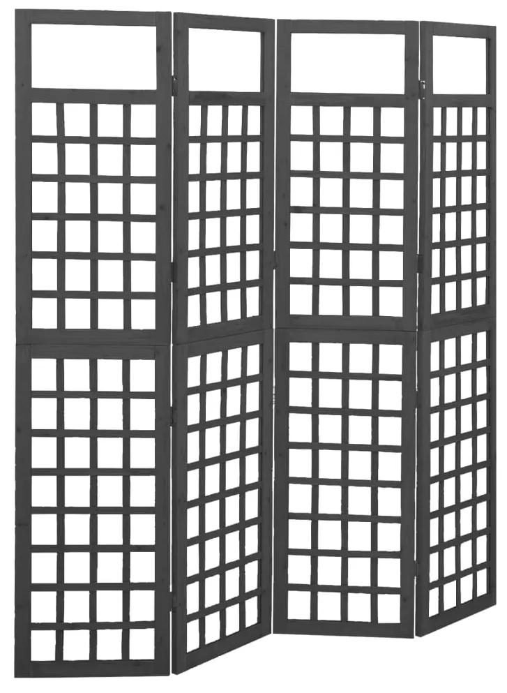 Divisorio a 4 pannelli in massello di abete nero 161x180 cm