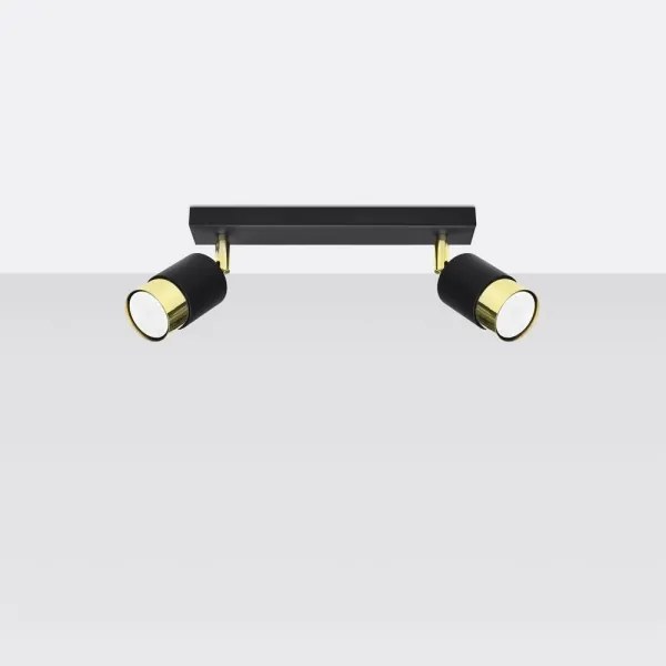 Sollux SL.1070 - Faretto NERO 2xGU10/40W/230V nero/oro
