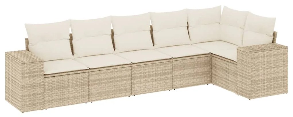 Set divano da giardino 6 pz con cuscini beige in polyrattan