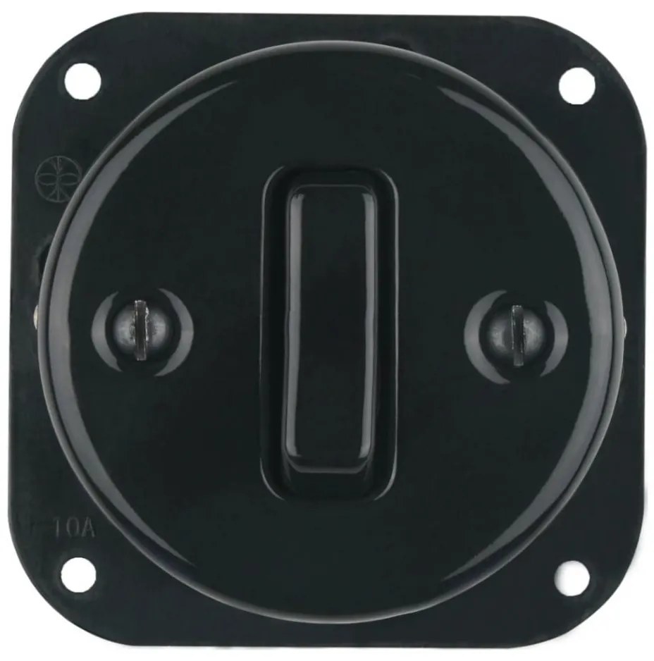 Bohemia-Design - Interruttore retrò in porcellana senza cornice n. 6, nero