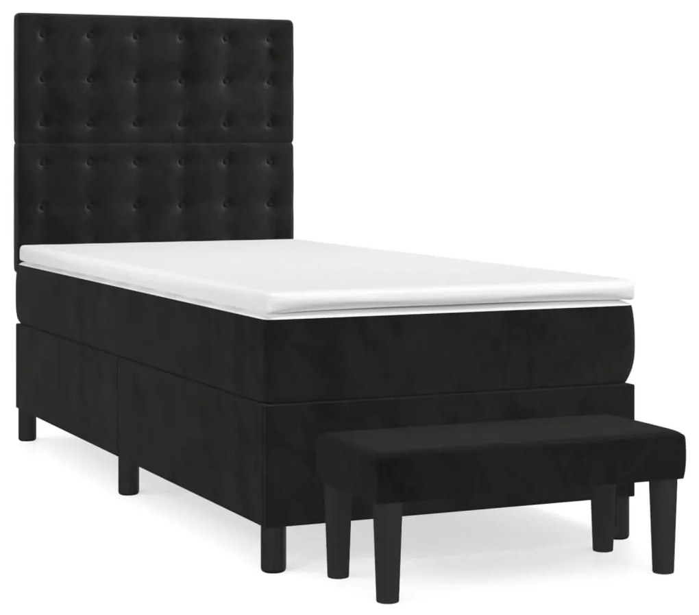 Giroletto a molle con materasso nero 100x200 cm in velluto
