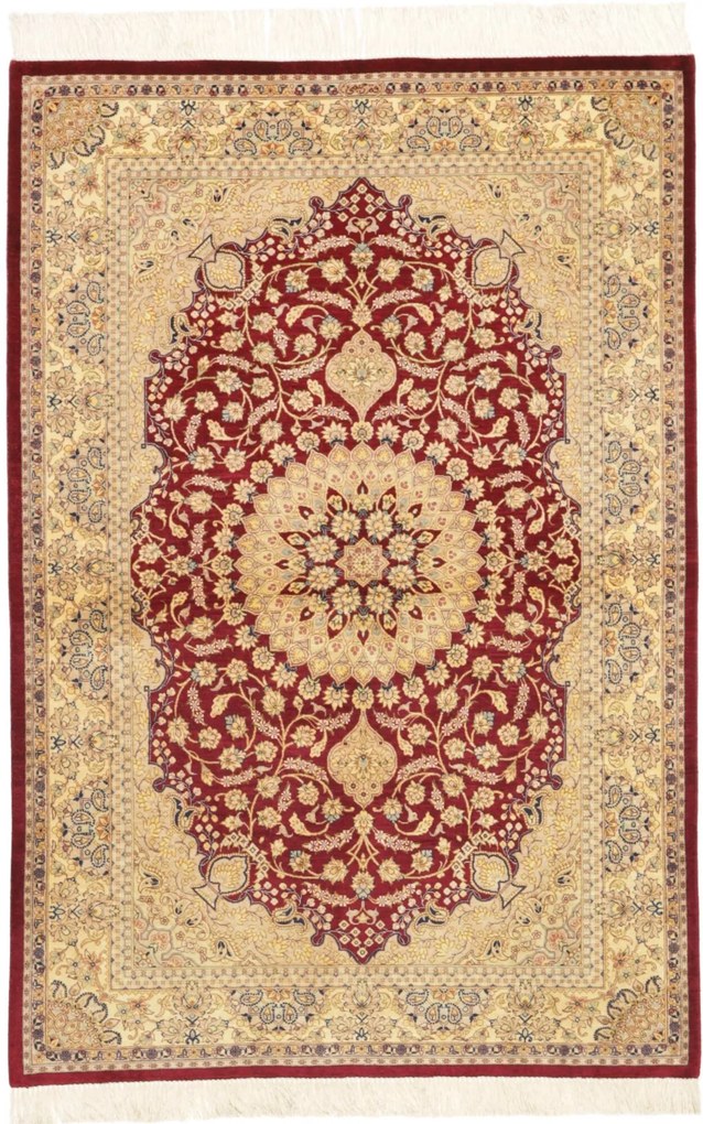 Ghom Tappeto persiano 150x100 Rosso (Iran) Annodato A Mano