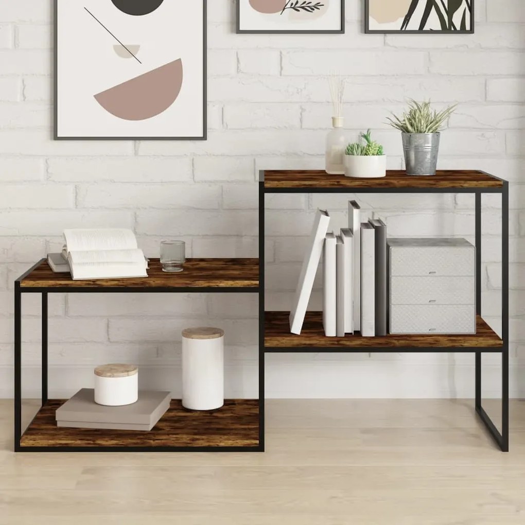 Mensole Parete 4pz Rovere Fumo 60x50x1,5 Cm Legno Multistrato /