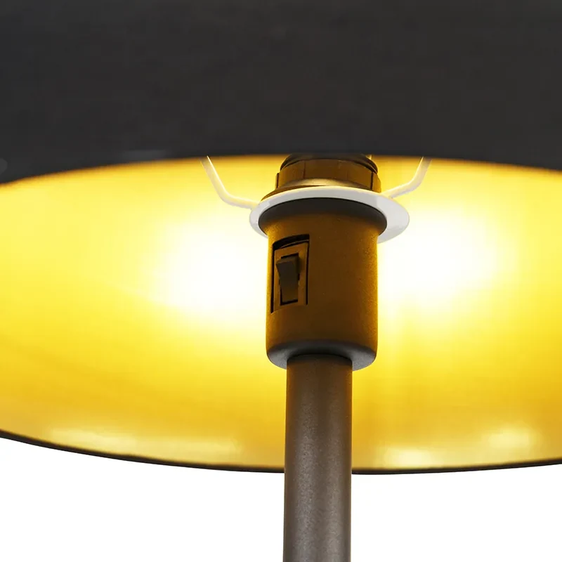 Lampada da terra classica nera con oro e luce di lettura - RETRO