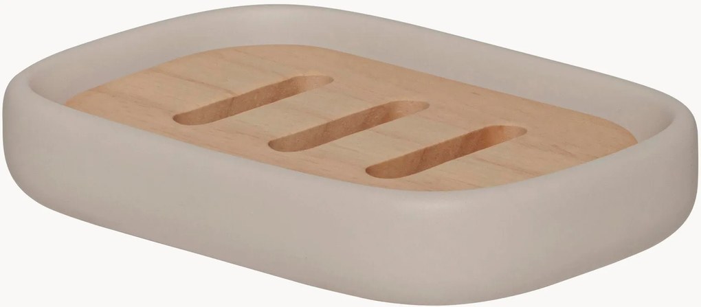 Portasapone con inserto in legno di acacia Mind