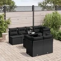 Set Divani da Giardino con Cuscini 8 pz Nero in Polyrattan 3266405