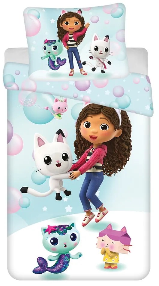 Biancheria da letto per bambini in microfibra per letto singolo 140x200 cm Gabby's Dollhouse "bubbles" – Jerry Fabrics