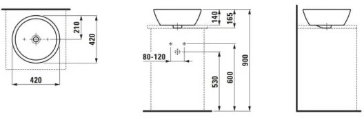 LAUFEN H8129620001091 - Lavandino da appoggio PRO diametro 42 cm ceramiche/bianco