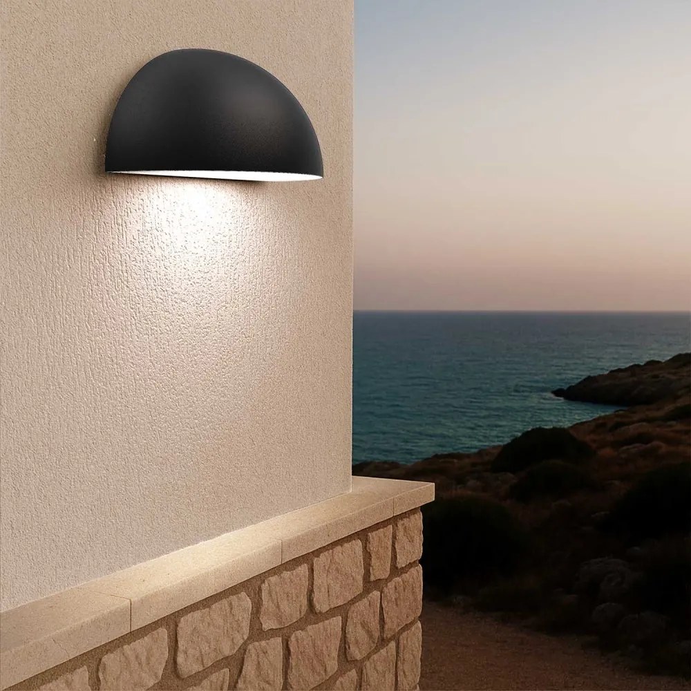 Applique Curva Monodirezionale con base E27, IP54 Nera - Serie BRINA Base E27