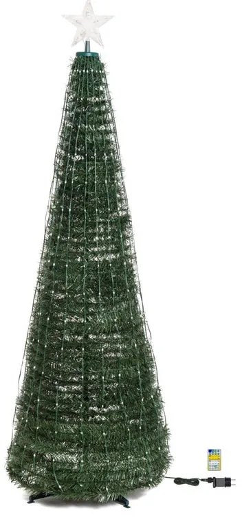 Albero di Natale artificiale Conico verde con illuminazione H 180 cm x Ø 60 cm