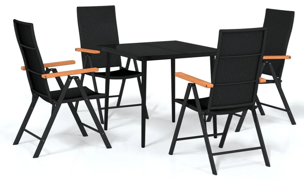 Set da pranzo da giardino 5 pz nero