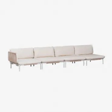 Divano da giardino angolare modulare in 4 pezzi Rubly Style Marrone - Sklum