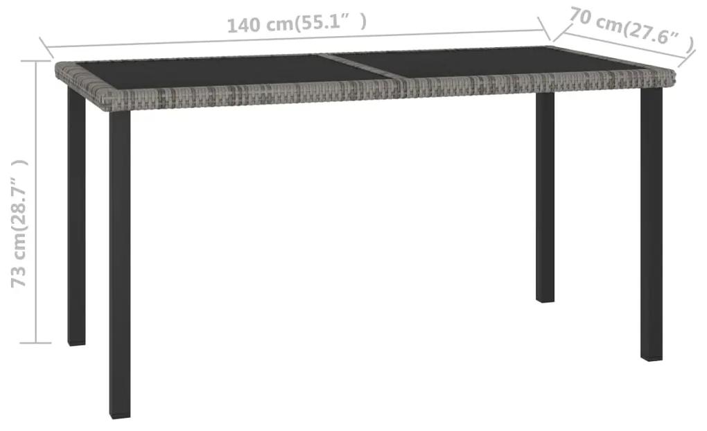 Tavolo da pranzo da giardino grigio 140x70x73 cm in polyrattan