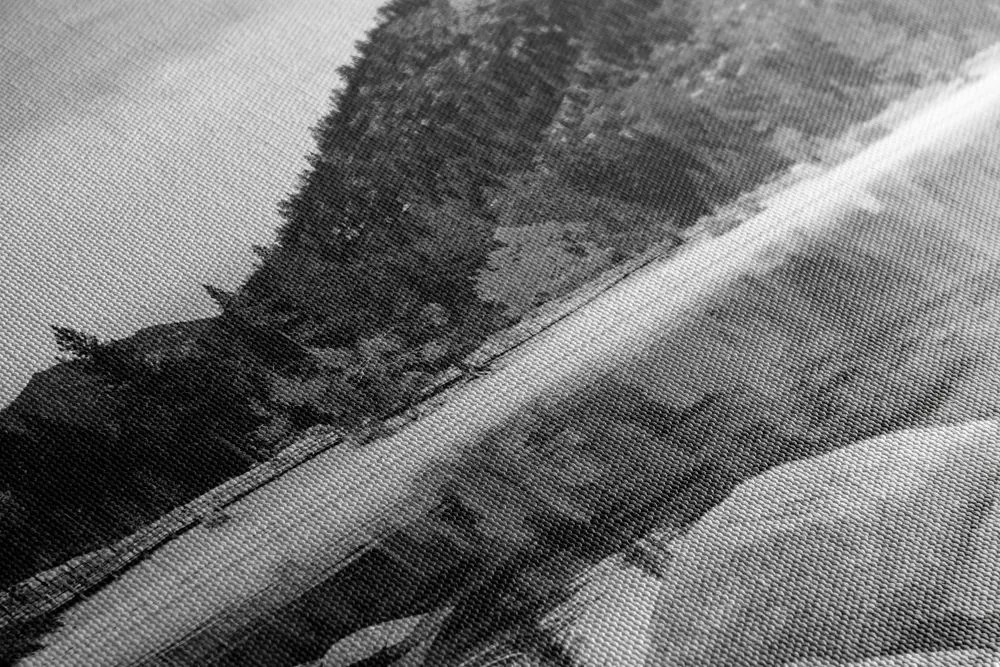 Stampa su tela – Lago in una natura stupenda in bianco e nero