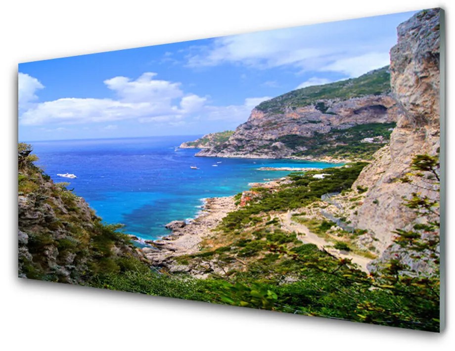 Pannello paraschizzi cucina Paesaggio di montagna della spiaggia del mare 125x50 cm