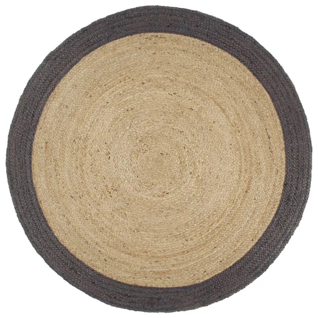 Tappeto Lavorato A Mano İn Juta Con Bordo Grigio Scuro 210 Cm /