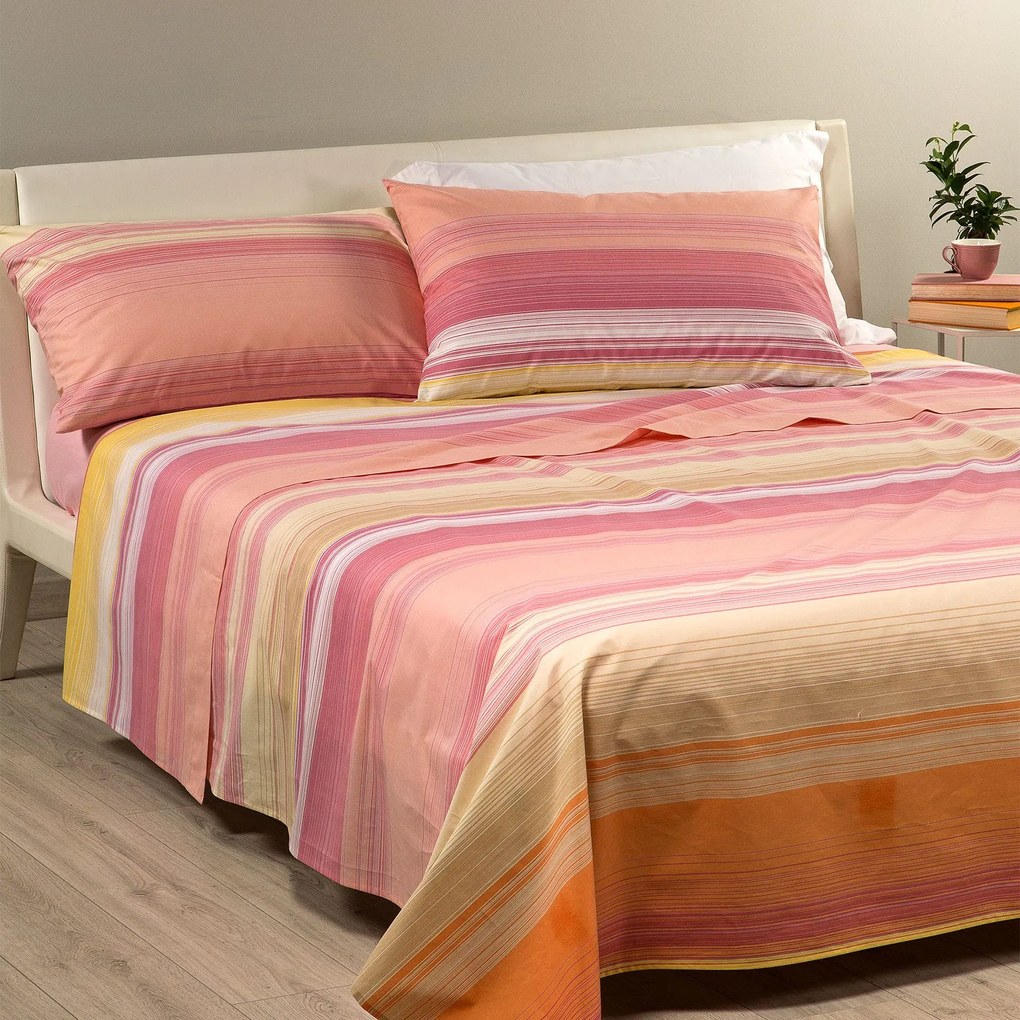 Completo Lenzuola Copriletto Rainbow Light Singolo Arancio