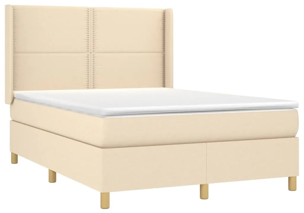 Giroletto a molle con materasso crema 140x19 cm in tessuto