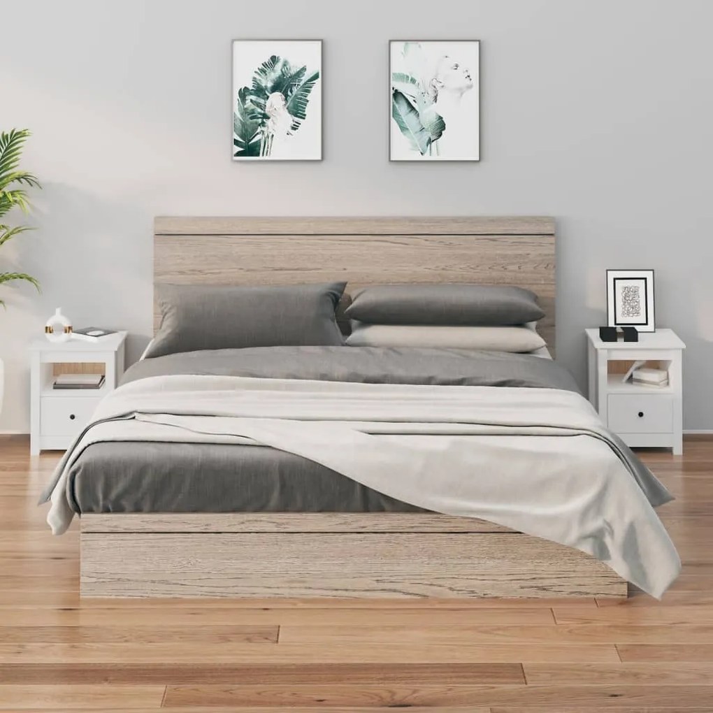 Comodini 2 Pz Bianchi 40x35x49 Cm İn Legno Massello Di Pino /