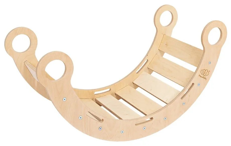 Arco a dondolo montessori di colore naturale in pino massiccio 39x75x38 cm Montessori – Meowbaby