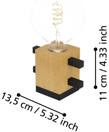 Eglo 390193 - Lampada da tavolo LEVANTARA 1xE27/40W/230V nero/marrone