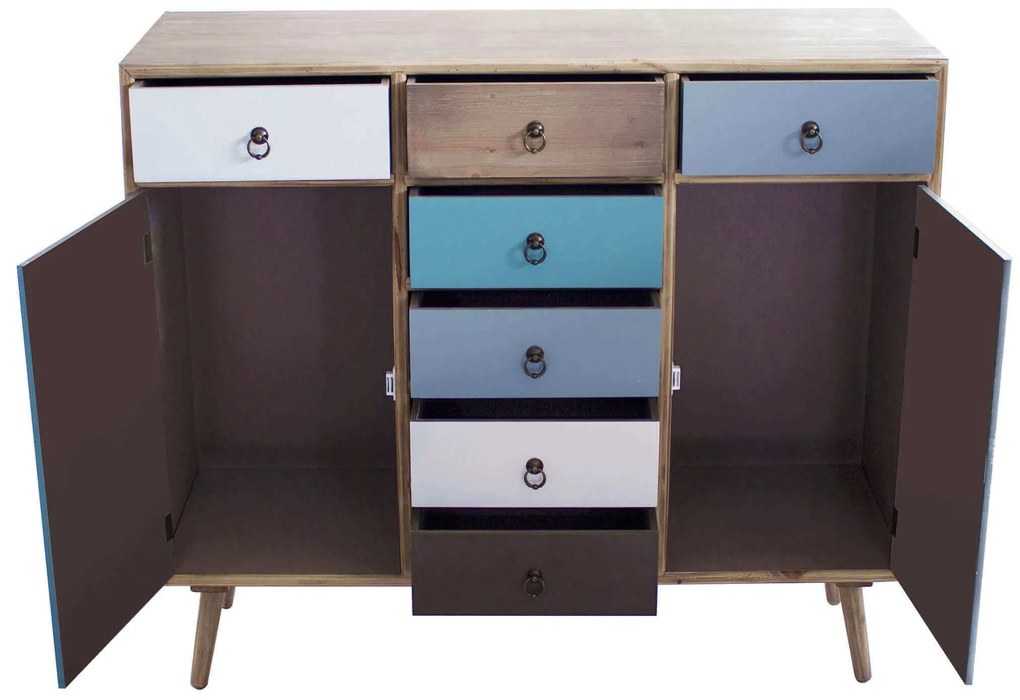 ADELINE - mobiletto 2 ante e 7 cassetti in mdf multicolor