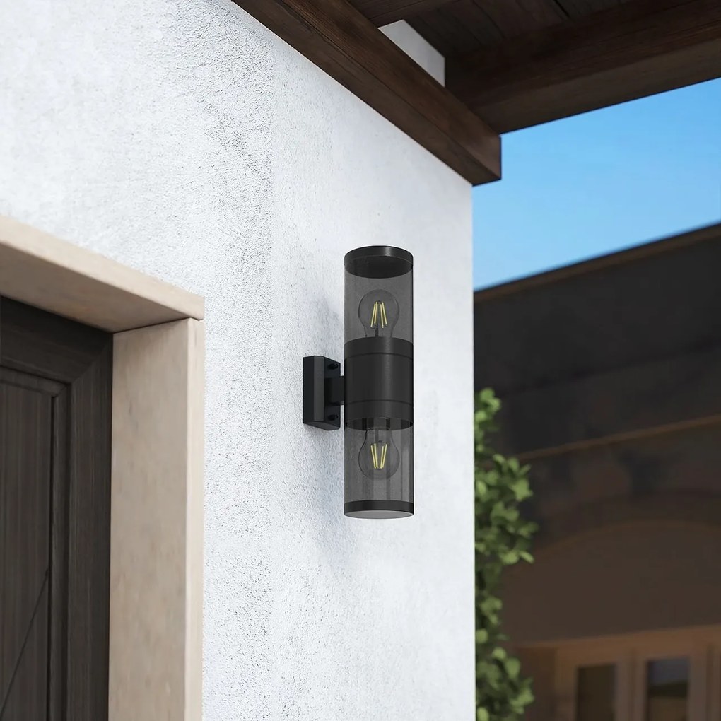 Applique E27 Cilindrica Bidirezionale IP54 da Esterno - Nera