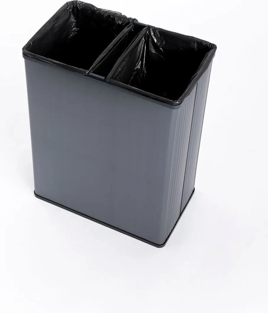 Pattumiera Alta 54L Interno Esterno Keter Verto Recycle 43,5x26,5x68,7 cm con Bordo Copri Sacco in Plastica Blu Perla...