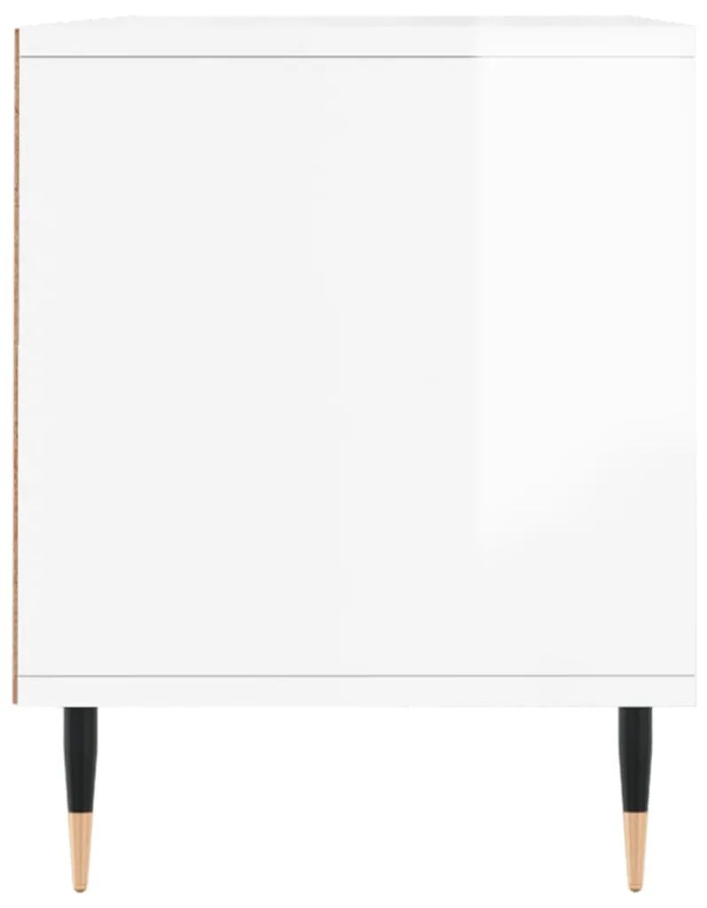 Mobile Porta TV Bianco Lucido 100x34,5x44,5cm Legno Multistrato